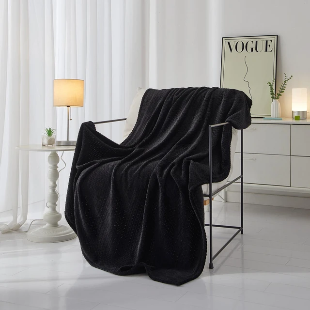 Main image of Mainstays Cozy Textured Plush Throw Blanket 50x60in Black