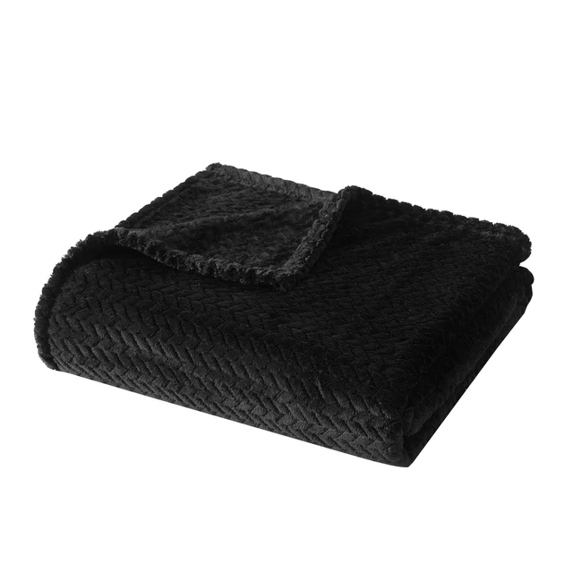 Alt view image 5 of 5 - Mainstays Cozy Textured Plush Throw Blanket 50x60in Black