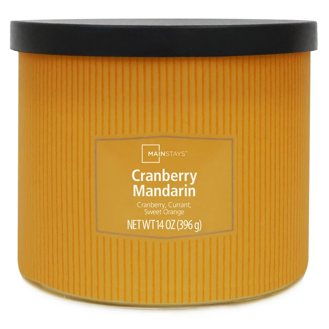 Alt view image 5 of 6 - Mainstays 3-Wick Cranberry Mandarin Scented Candle, Textured Wrapped Jar, 14oz