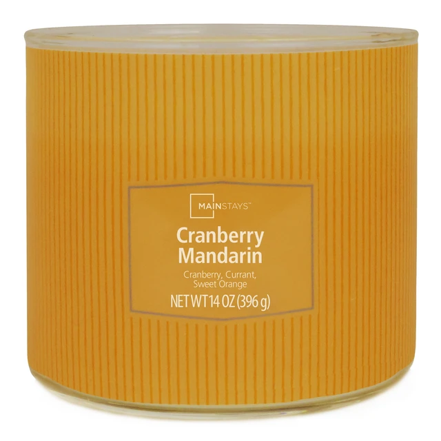 Alt view image 3 of 6 - Mainstays 3-Wick Cranberry Mandarin Scented Candle, Textured Wrapped Jar, 14oz