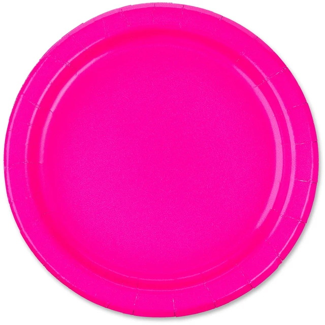 Main image of 7" Neon Pink 70 Count Disposable Paper Plates by Way to Celebrate