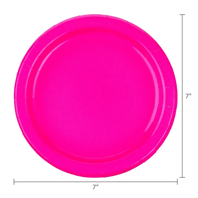 Alt view image 3 of 5 - 7" Neon Pink 70 Count Disposable Paper Plates by Way to Celebrate