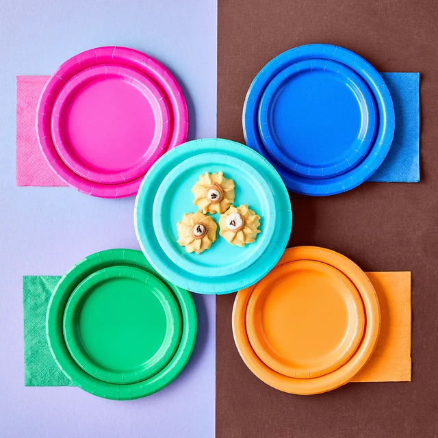 Alt view image 4 of 5 - 7" Neon Pink 70 Count Disposable Paper Plates by Way to Celebrate