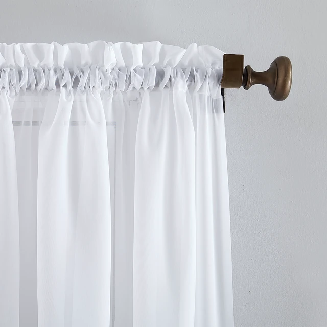 Alt view image 3 of 7 - Mainstays Marjorie 1-Panel Sheer Voile Rod Pocket Curtain, 59in x 63in, White