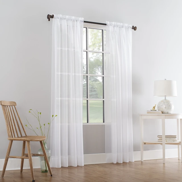 Alt view image 2 of 7 - Mainstays Marjorie 1-Panel Sheer Voile Rod Pocket Curtain, 59in x 63in, White