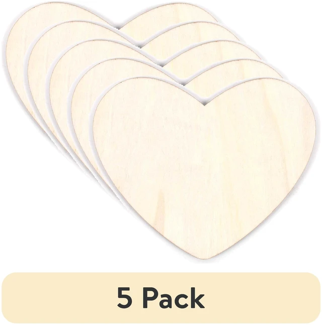 Main image of 5 Pack Hello Hobby Wooden Heart Shape, 0.07lbs