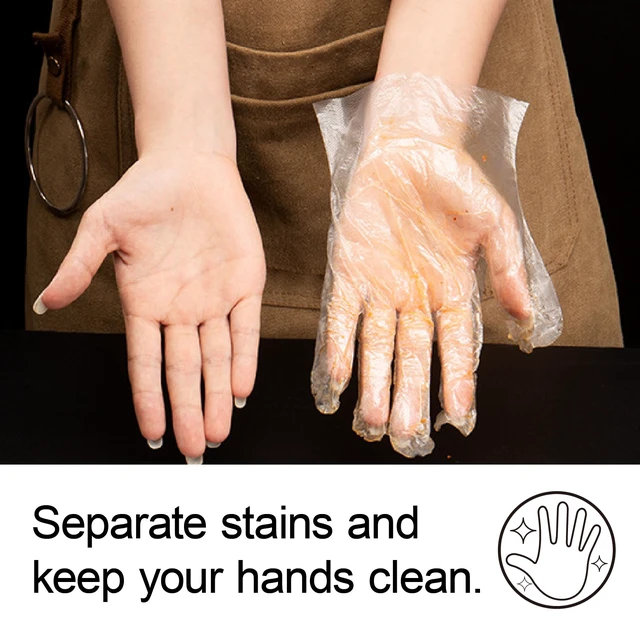 Alt view image 3 of 7 - 400 PCS Disposable Plastic Gloves, Latex-Free, Powder-Free, Food Safe, Clear, One Size Fits Most for Cooking, Food Service, Cleaning, Food Handling