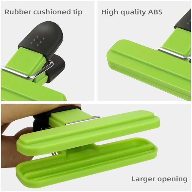 Alt view image 7 of 7 - 6 Pack Heavy Duty Plastic Food Bag Clips Tight Seal Grip Assorted Colors Small Size Kitchen Snack Clips for Coffee Snacks (3 Colors)