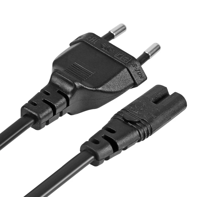 Alt view image 5 of 6 - IEC320 C7 Figure 8 Power Cord, EU 2-Slot Euro Plug, Non-Polarized 2-Prong, 6FT, for TV, PS3, PS4, Computers, Printers