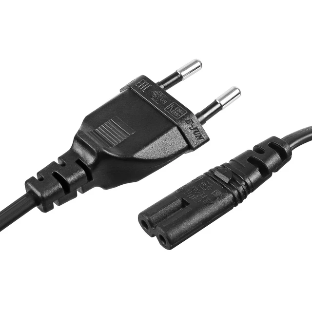 Alt view image 2 of 6 - IEC320 C7 Figure 8 Power Cord, EU 2-Slot Euro Plug, Non-Polarized 2-Prong, 6FT, for TV, PS3, PS4, Computers, Printers