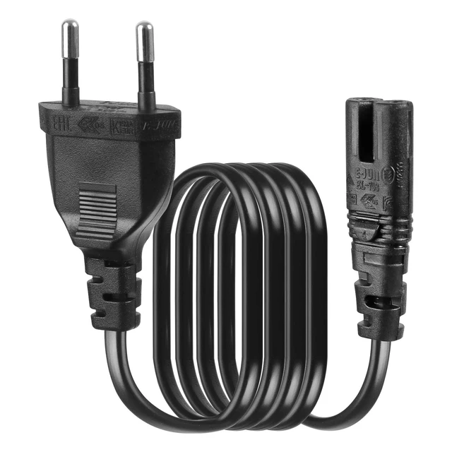 Alt view image 6 of 6 - IEC320 C7 Figure 8 Power Cord, EU 2-Slot Euro Plug, Non-Polarized 2-Prong, 6FT, for TV, PS3, PS4, Computers, Printers