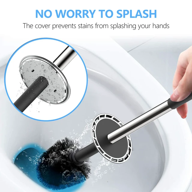 Alt view image 3 of 6 - SetSail Toilet Brush, Compact Size Toilet Bowl Brush and Holder, Stainless Steel Handle, Durable Scrubbing Bristles, Splash-Proof