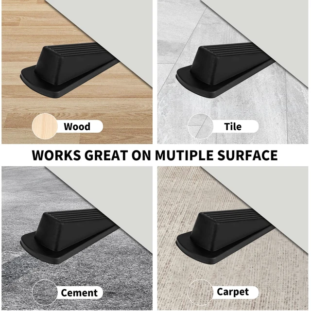 Alt view image 3 of 6 - 2 Pack Premium Rubber Door Stopper Wedge, Heavy Duty for Carpet and Bottom of Door Security
