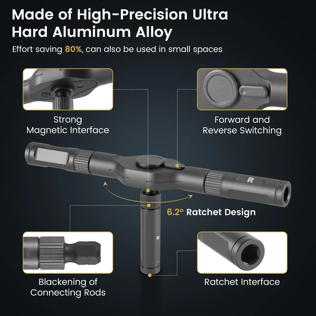 Alt view image 5 of 6 - Original Patented 24-in-1 Magnetic Ratchet Screwdriver Set with Precision Bits, Ergonomic Rotatable Handle, Storage Case