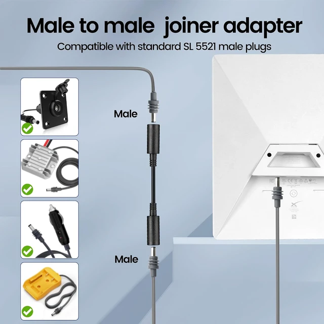 Alt view image 6 of 7 - DC Female to Female Adapter 5.5mm x 2.1mm DC Barrel Connector Extender, Waterproof 12V for Starlink Mini Power Cord, SL Mini Dish, PoE Splitter & RV/Off-Grid/Mobile Use