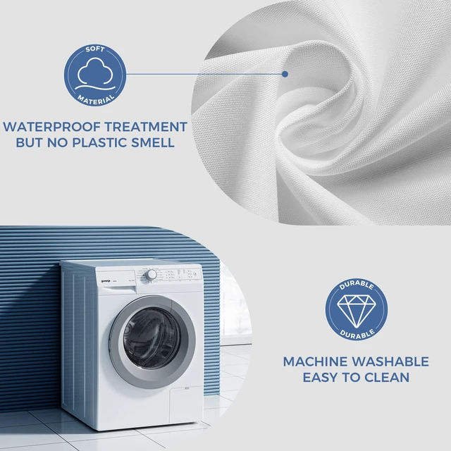 Alt view image 2 of 7 - Downluxe Waterproof Fabric Shower Curtain Liner, White, 70"W x 72"L