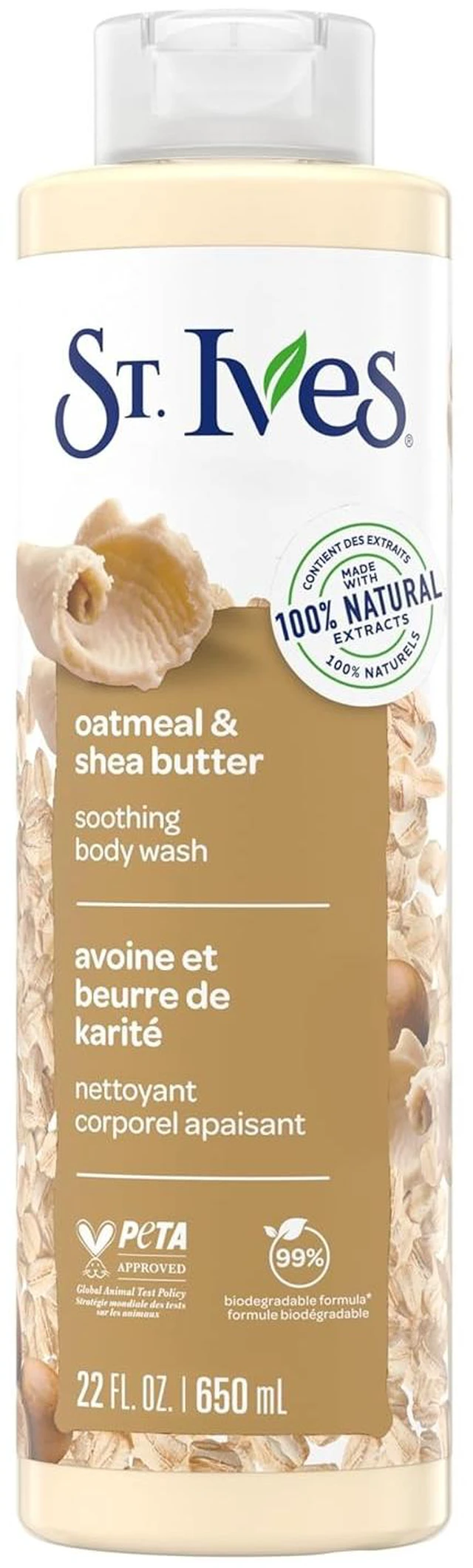 Main image of St. Ives Oatmeal & Shea Butter Body Wash, Soothing Moisturizing Body Wash with 100% Natural Extracts, Comforting Warm Fragrance, 22oz