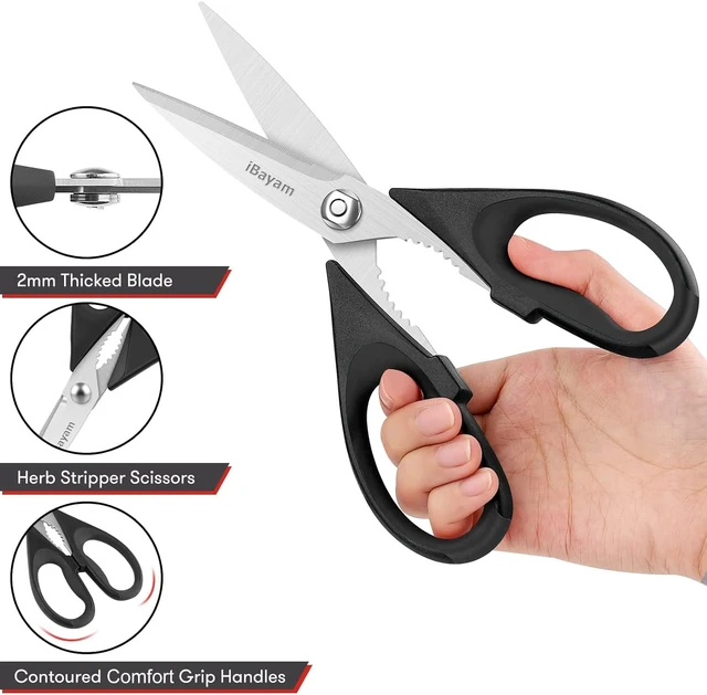 Alt view image 3 of 6 - iBayam Heavy Duty All Purpose Kitchen Scissors, 2 Pack with Blade Covers