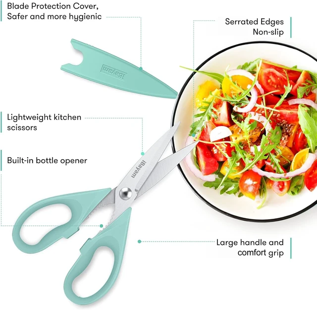 Alt view image 5 of 6 - iBayam Heavy Duty All Purpose Kitchen Scissors, 2 Pack with Blade Covers