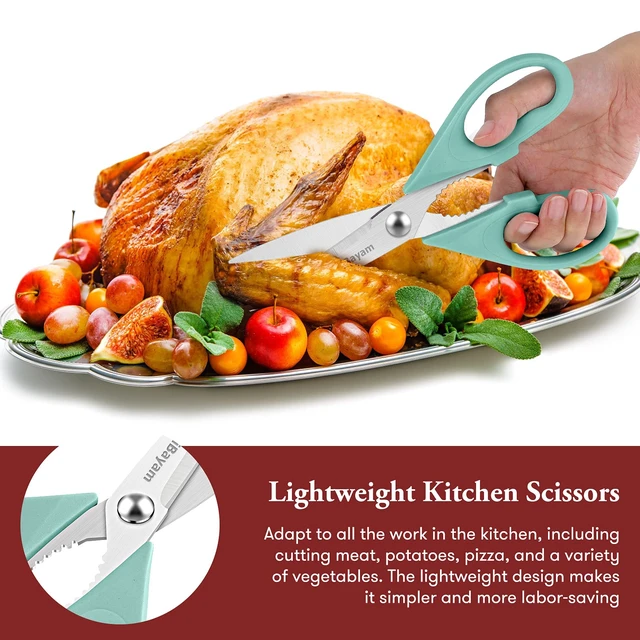 Alt view image 2 of 6 - iBayam Heavy Duty All Purpose Kitchen Scissors, 2 Pack with Blade Covers