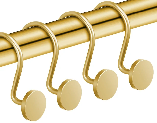 Main image of CHICTIE Gold Metal Shower Curtain Hooks Set of 12, Rustproof Heavy Duty Round Rings for Bathroom Curtain Rod, Modern Decorative