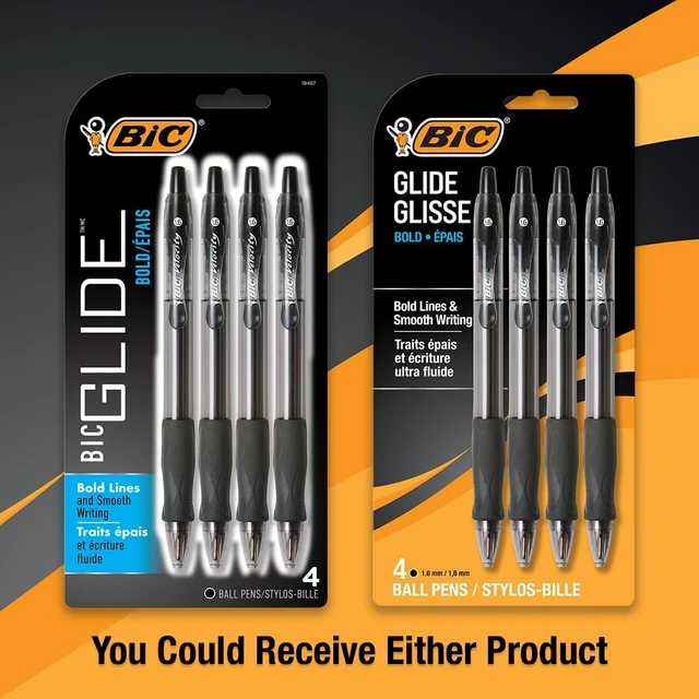 Alt view image 3 of 6 - BIC Glide Bold Ballpoint Pens, Bold Point 1.6mm, Black, 4-Count Pack