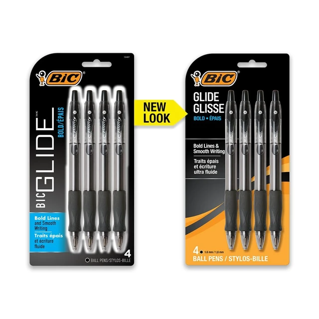 Alt view image 4 of 6 - BIC Glide Bold Ballpoint Pens, Bold Point 1.6mm, Black, 4-Count Pack