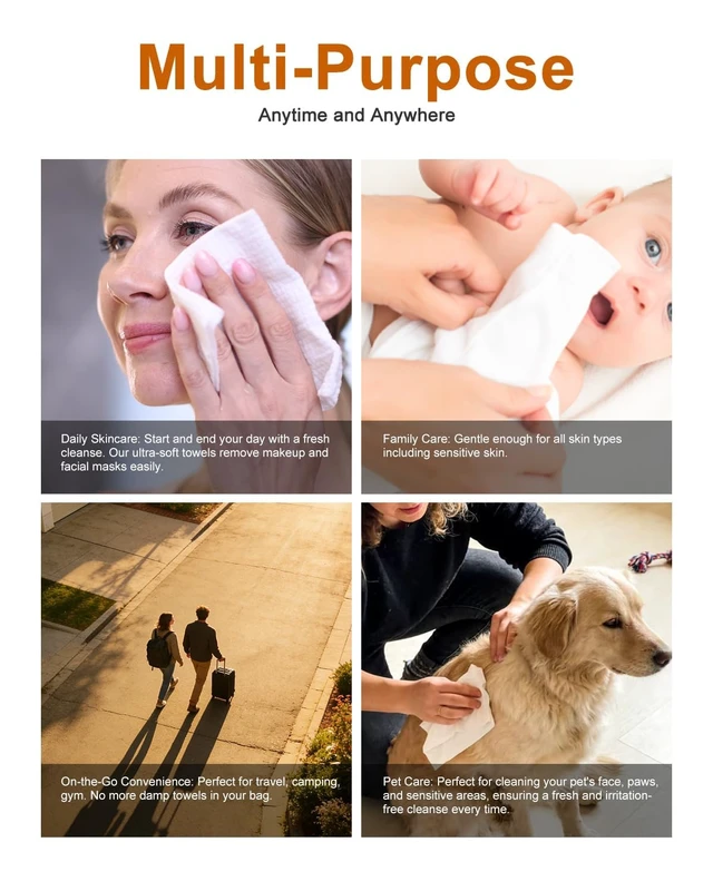 Alt view image 6 of 6 - Biodegradable Disposable Facial Towels, 9.8"x9.8", 20 Count