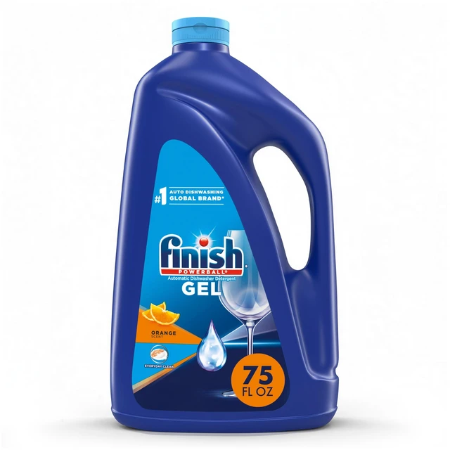 Main image of Finish Gel Dishwasher Detergent Liquid, Plastic Free Formula, 75oz, Orange