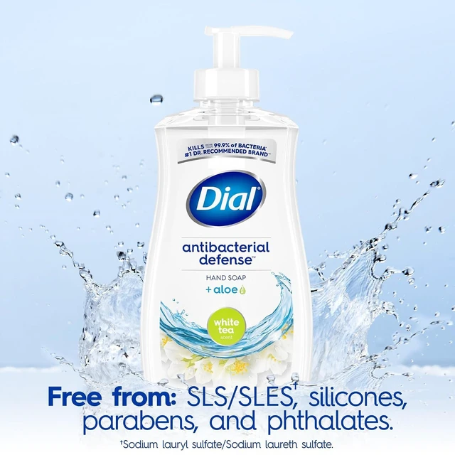 Alt view image 2 of 6 - Dial Antibacterial Defense Liquid Hand Soap with Aloe, White Tea Scent, 11 Fl Oz (Pack of 4), Dermatologist-Tested Gentle Formula
