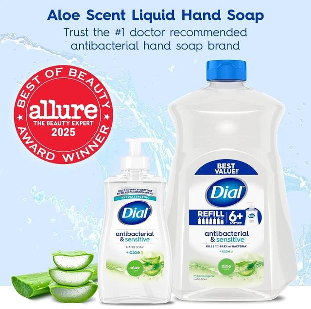 Alt view image 4 of 6 - Dial Antibacterial Defense Liquid Hand Soap with Aloe, White Tea Scent, 11 Fl Oz (Pack of 4), Dermatologist-Tested Gentle Formula