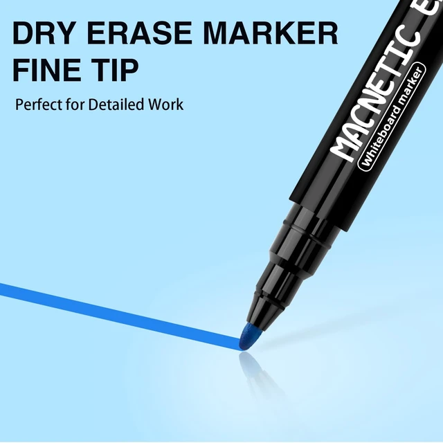 Alt view image 4 of 7 - Fine Tip Dry Erase Markers, Low Odor, 12 Colors, Magnetic, with Eraser Cap