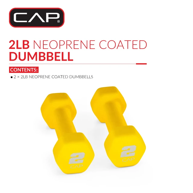 Alt view image 4 of 6 - CAP Barbell 2lb Yellow Neoprene Dumbbell Pair