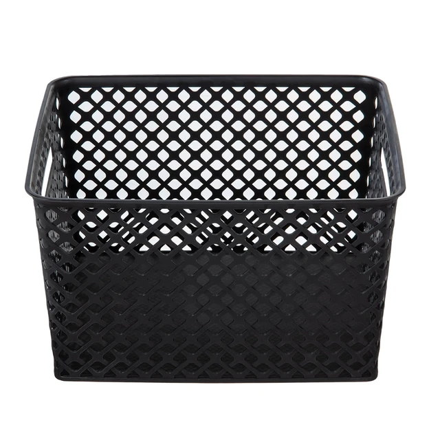 Alt view image 4 of 5 - Mainstays Large Decorative Plastic Storage Basket, 14.7in x 12in x 8.5in, Black
