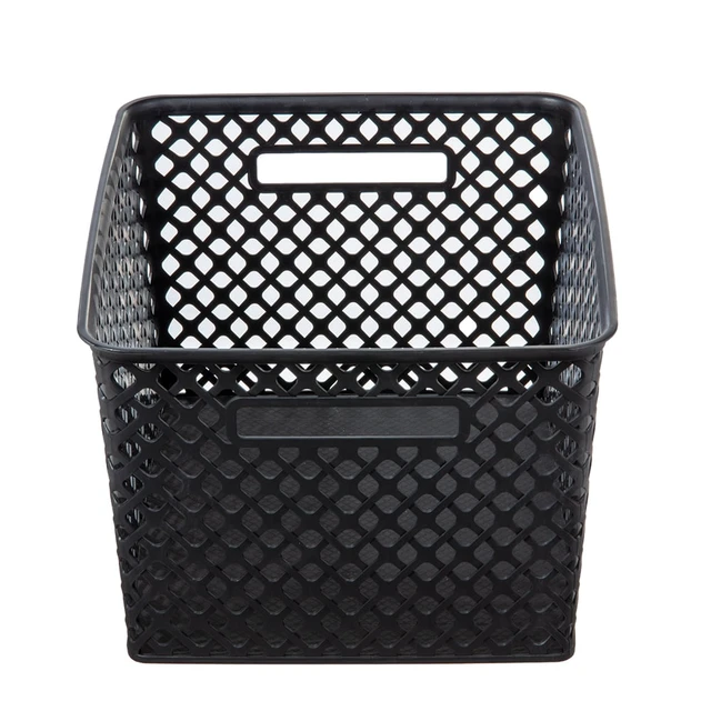 Alt view image 3 of 5 - Mainstays Large Decorative Plastic Storage Basket, 14.7in x 12in x 8.5in, Black