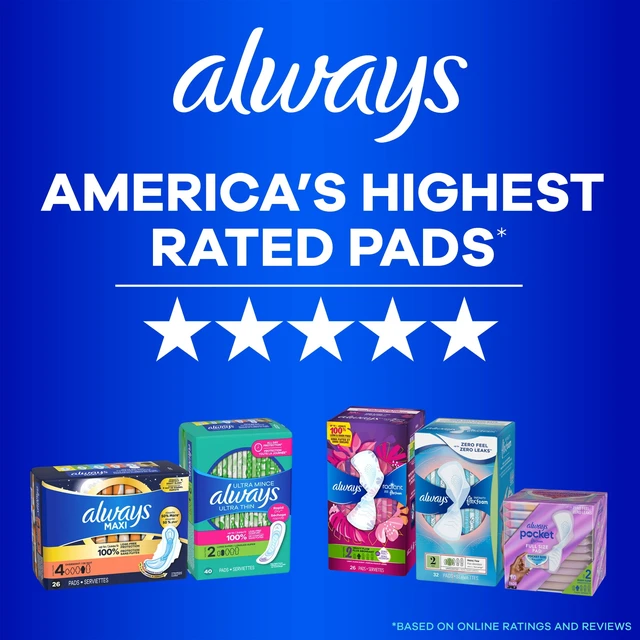 Alt view image 4 of 5 - Always Maxi Daytime Pads with Wings, Size 2, Long, Unscented, 18 Count