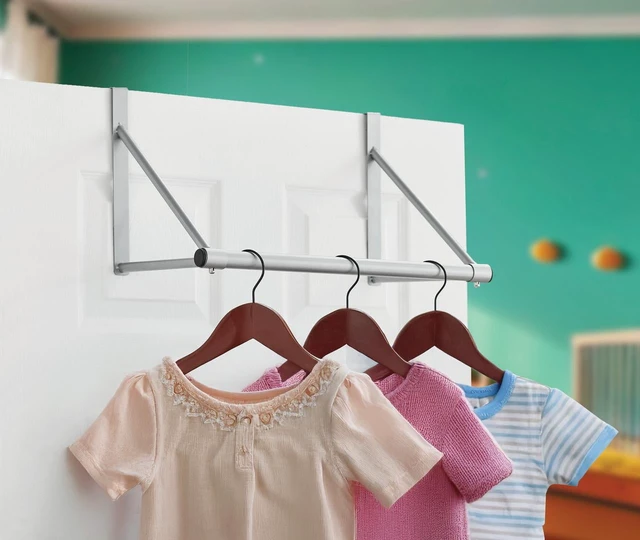 Alt view image 3 of 6 - Mainstays Over-the-Door Hanging Organizer Rod for Closet, Silver