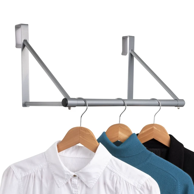 Alt view image 2 of 6 - Mainstays Over-the-Door Hanging Organizer Rod for Closet, Silver