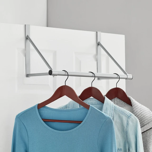 Alt view image 5 of 6 - Mainstays Over-the-Door Hanging Organizer Rod for Closet, Silver