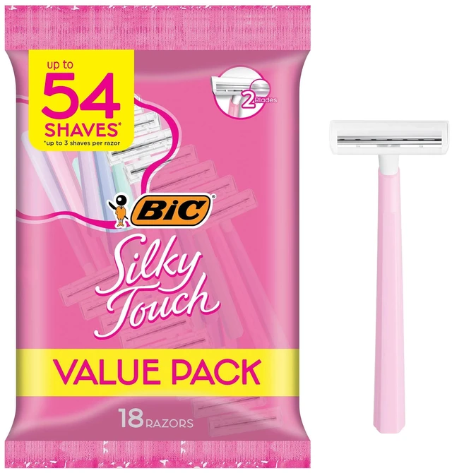 Main image of BIC Silky Touch Women's Disposable Razors with 2 Blades, 18-Pack