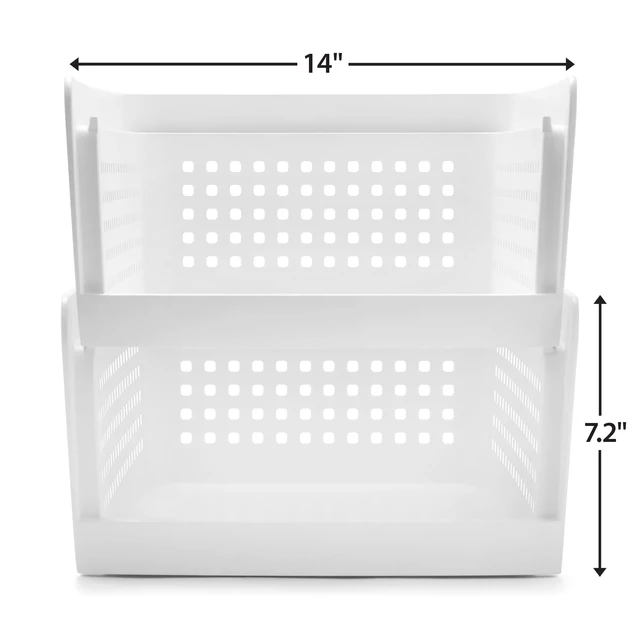 Alt view image 6 of 6 - Mainstays Open-Front Stackable Closet Storage Organizer Bin with Breathable Holes, White Plastic