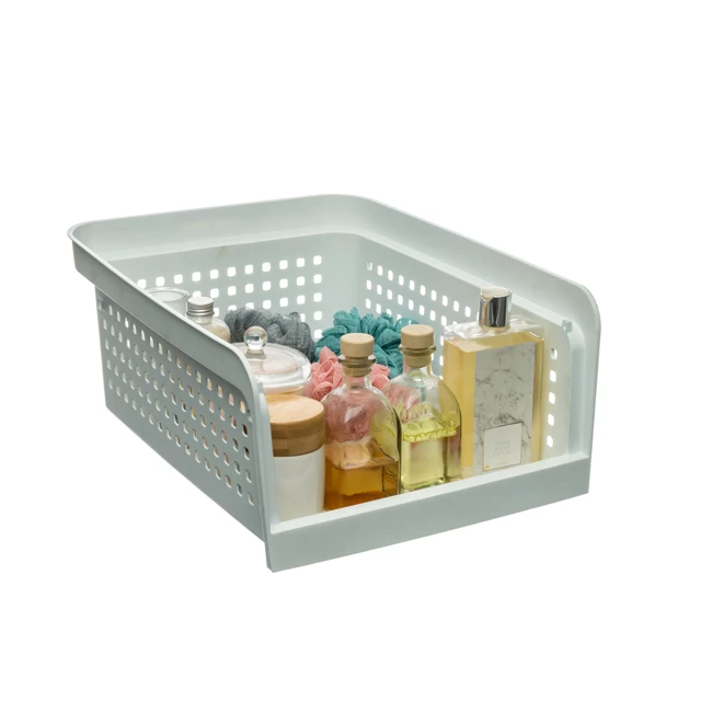 Alt view image 5 of 6 - Mainstays Open-Front Stackable Closet Storage Organizer Bin with Breathable Holes, White Plastic