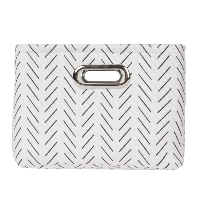 Alt view image 2 of 6 - Mainstays 15in x 8in x 11in Black and White Lines Canvas Decorative Storage Basket with Handles
