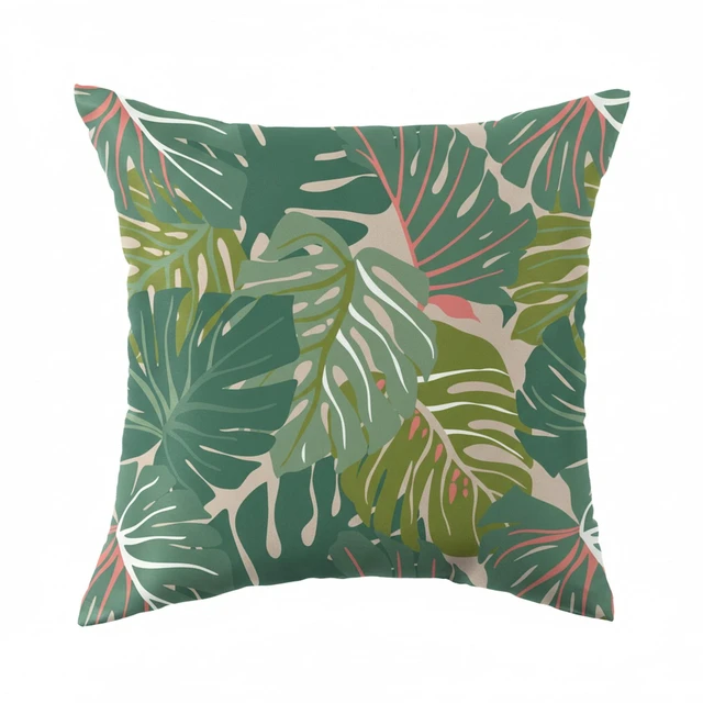 Main image of Mainstays 16in x 16in Tropical Monstera Outdoor Pillow Green