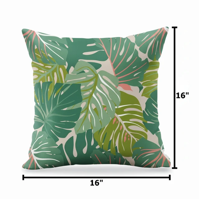 Alt view image 6 of 6 - Mainstays 16in x 16in Tropical Monstera Outdoor Pillow Green