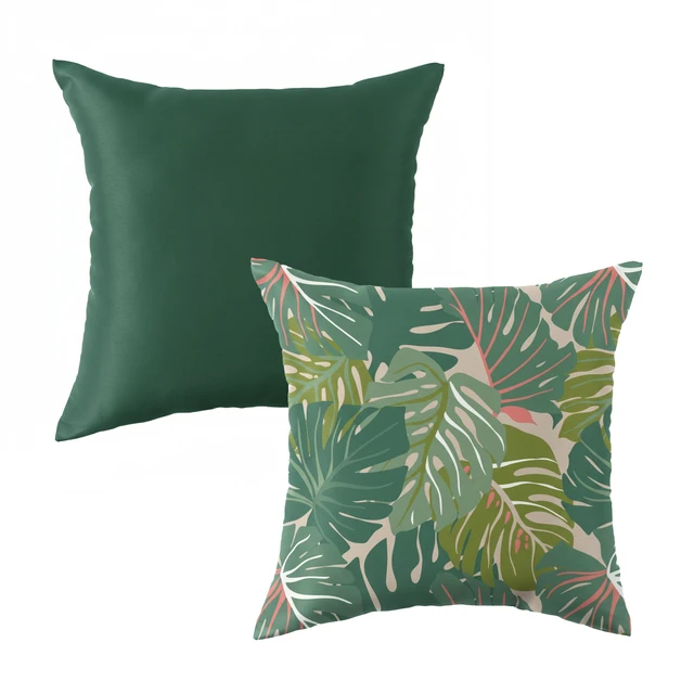 Alt view image 3 of 6 - Mainstays 16in x 16in Tropical Monstera Outdoor Pillow Green