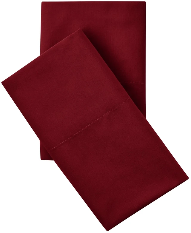 Main image of Mainstays 2-Piece Pillowcase Set, 300 Thread Count Cotton Blend Percale, Standard/Queen, Merlot