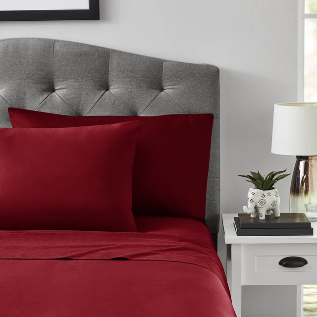 Alt view image 5 of 5 - Mainstays 2-Piece Pillowcase Set, 300 Thread Count Cotton Blend Percale, Standard/Queen, Merlot