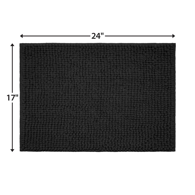 Alt view image 4 of 6 - Mainstays Basic Chenille Noodle Bath Rug, Rich Black, 17 in x 24 in, 1 Piece