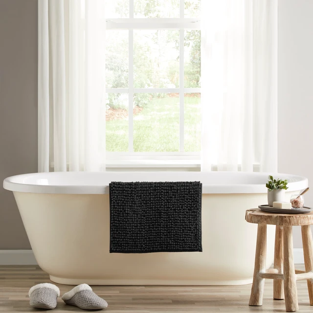 Alt view image 5 of 6 - Mainstays Basic Chenille Noodle Bath Rug, Rich Black, 17 in x 24 in, 1 Piece